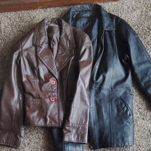 Women's Black and Brown Leather Jackets